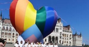 Hungary Gay and LGBTQ Activists Protest Latest Anti-LGBTQ Law with 30-Foot Rainbow Heart